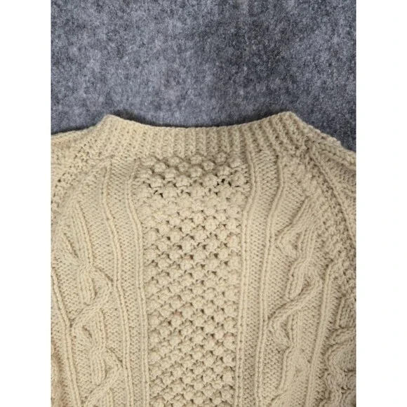 Vtg Cyril Cullen Original Irish 100% Wool Knit Fishermans Cardigan Sweater Large - Picture 9 of 13